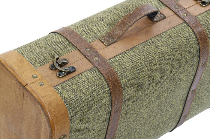 Set di 2 Bauli Vintage in Legno e Tela – Verde Eleganza per la Tua Casa